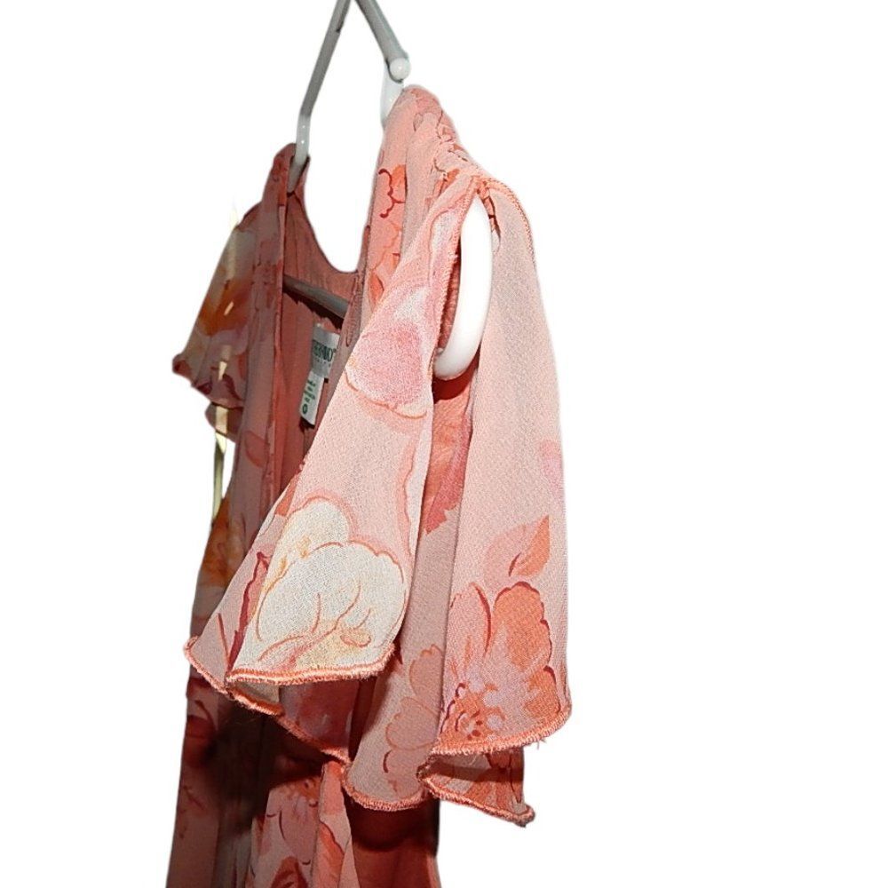 MOTHERHOOD MATERNITY women's maternity medium vintage peach floral v-neck dress - Picture 3 of 10